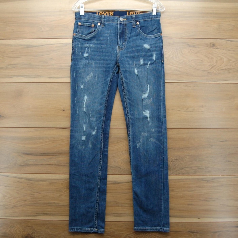 Levi's 510 Jeans Girls 16 Regular Blue Skinny Fit Stretch Distressed 28x30
